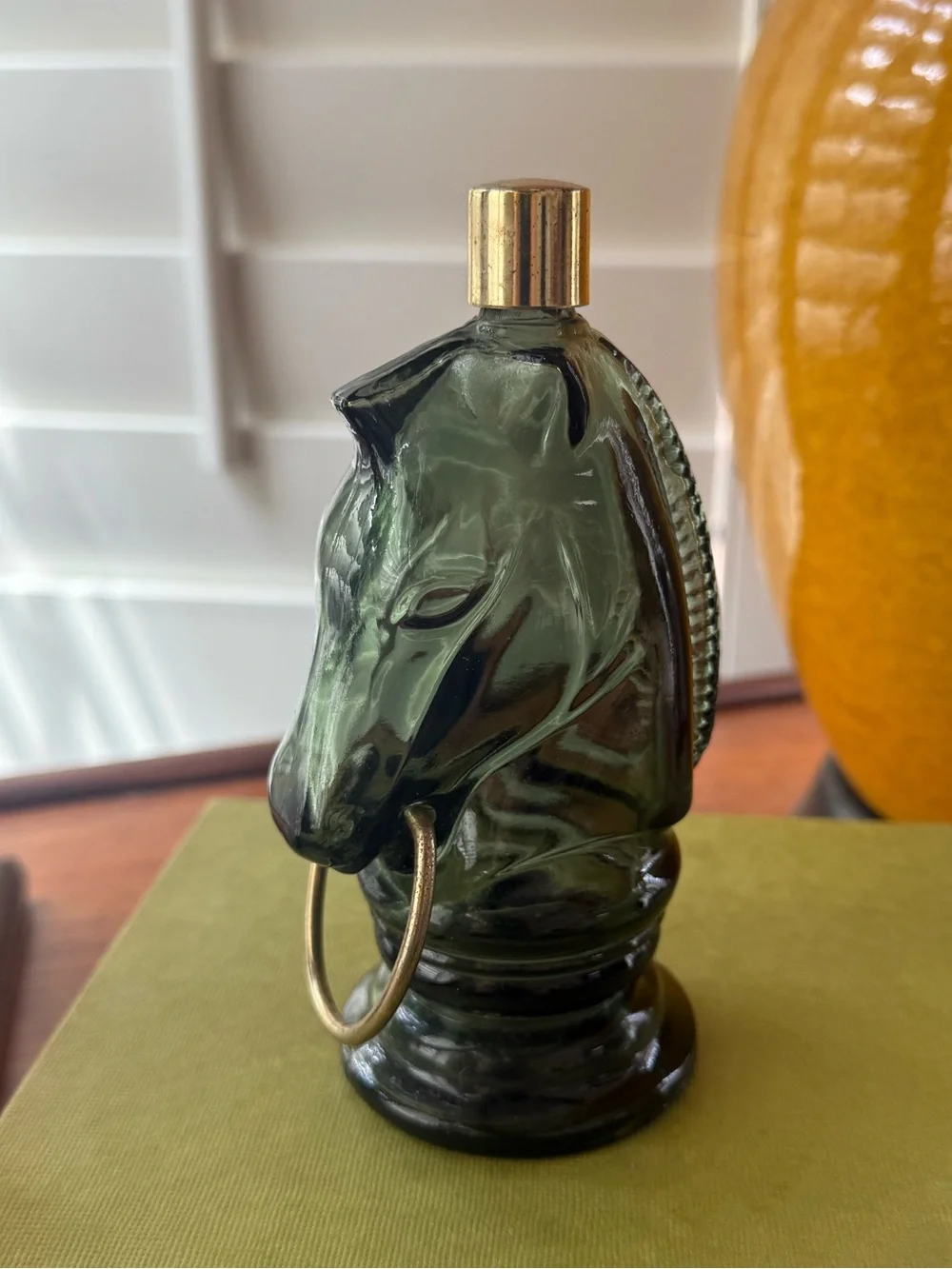 Vintage Avon Horse Head Green Glass Wild Country 6